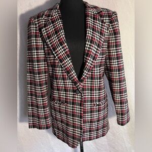 Houndstooth Plaid Blazer red & black
